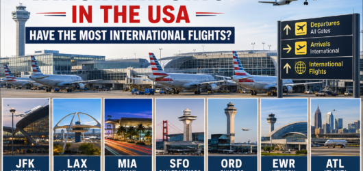 Which airports in the USA have the most international flights?